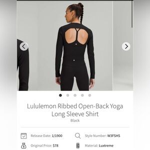 lululemon athletica Black Ribbed Open-Back Crop Top